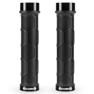 ROCKBROS 2023-14A 1 Par de Puños de Manillar con Tapones Reflectantes en los Extremos - Negro