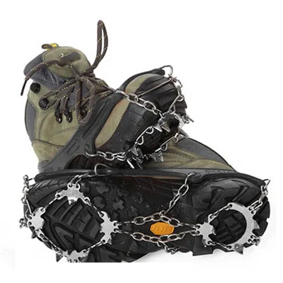 AOTU AT8608 1 Pair 18 Teeth Anti-slip Crampons TPE+Stainless Steel Snow Ground Climbing Shoe Grippers - Black / M
