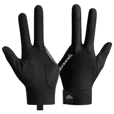 GOLOVEJOY XG67 1Pc 3 Fingers Snooker Billiard Gloves Anti-slip Cue Pool Gloves - Black / Left Hand