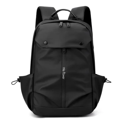 WEPOWER 1261 Travel Backpack Waterproof Nylon Shoulder Bag with External USB Port, 43x13x29cm - Black