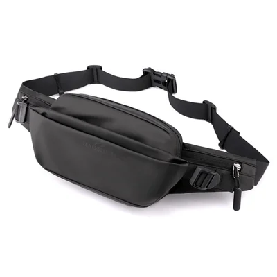 HAOSHUAI 1100-26 Men Stylish Casual Chest / Waist Bag Water-repellent Nylon Single Shoulder Bag - Black
