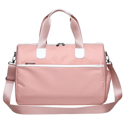 Travel Duffel Bag Waterproof Weekender Bags Gym Tote Bag with Shoe Compartment, Size: 39*22*28cm - Pink