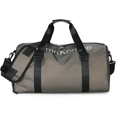 PU Leather Gym Bag Sports Handbag Wet and Dry Separation Pocket Duffle Bag with Shoulder Strap - Champagne