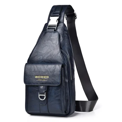 WEIXIER X329 Stylish Men Chest Bag Water Repellent Single Shoulder Crossbody Bag - Dark Blue