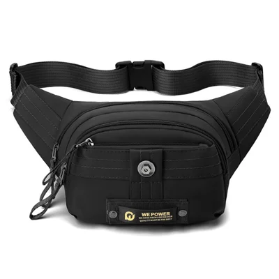 WEPOWER 7101 Multi-Pocket Waist Pack Nylon Crossbody Bag Outdoor Commute Chest Bag - Black
