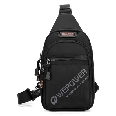 WEPOWER 2315 Casual Business Men Chest Bag Travel Sports Nylon Single Shoulder Crossbody Bag - Black
