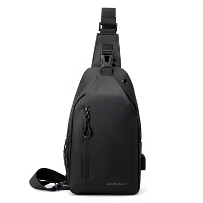 WEPOWER 1100-28 Men Chest Bag Large Capacity Water-Resistant Nylon Crossbody Single Shoulder Pack - Black