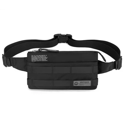 WEPOWER 2328 Men Crossbody Bag Casual Waist Pack Waterproof Nylon Chest Bag for Outdoor Travel - Black