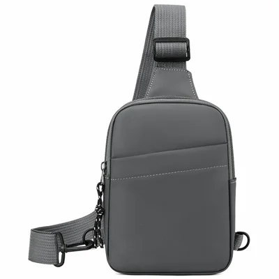 Lightweight Crossbody Bag Oxford Fabric Single Shoulder Chest Pack for Cycling / Hiking / Traveling - Grey