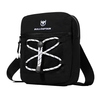 BULLCAPTAIN 0108 Men Crossbody Bag Waterproof Oxford Cloth Multi-Compartment Single Shoulder Bag - Black