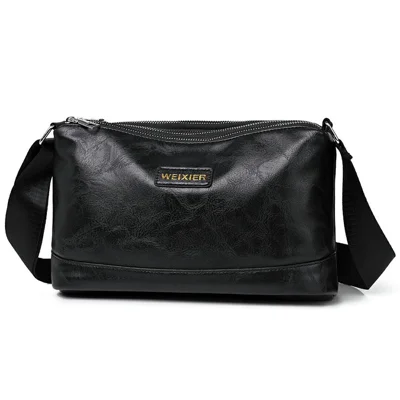 WEIXIER D801 Men Casual Single Shoulder Bag Waterproof Crossbody Messenger Bag - Retro Black