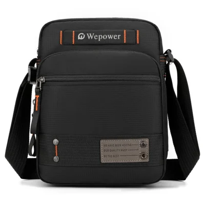 WEPOWER 8101 Men Single Shoulder Crossbody Bag Multi-Layer Waterproof Casual Travel Satchel - Black