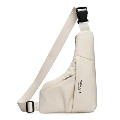 WEIXIER X453 Crossbody Chest Bag Fashionable Minimalist Design Water-Resistant PU Leather Bag with Front Zipper Pockets - Beige