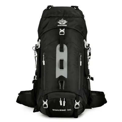 VANAHEIMR 2297 Large Capacity Outdoor Camping Backpack Waterproof Nylon Travel Rucksack - Black