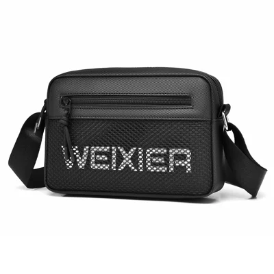 WEIXIER D839 Men Crossbody Bag for 7.9 Inch Tablet Waterproof PU Leather Casual Shoulder Bag - Black