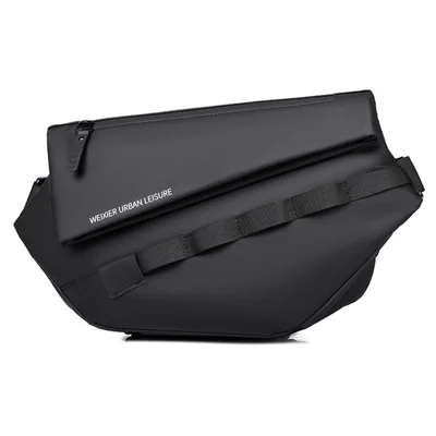 WEIXIER D897 Stylish Men Chest Bag PU Leather Waterproof Crossbody Bag for Daily Travel - Black