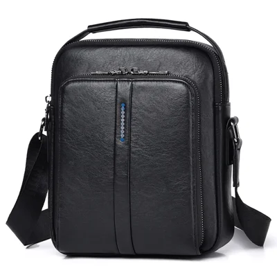 WEIXIER D833 Men Messenger Bag PU Leather Crossbody Shoulder Pouch - Black