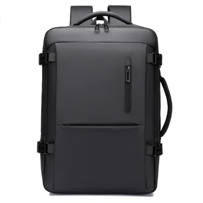 B756 Waterproof Men Business Laptop Backpack Expandable Travel Daypack for 15.6 Inch Notebook - Black