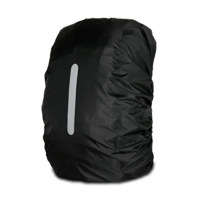 190T Polyester Taffeta Outdoor Backpack Rain Cover Waterproof Reflective Bag Protector, M for 40-50L - Black