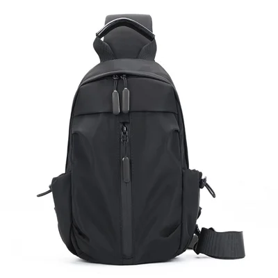 LH414# Men's Crossbody Bag Business Travel Shoulder Bag Nylon Waterproof with Charging Port - Black