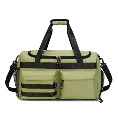 TC21.5 Large Capacity Nylon Duffel Bag Outdoor Travel Luggage Organizer Handbag with Shoe Compartment - Olive Green