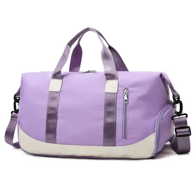 45×27×20cm Oxford Cloth Waterproof Swim Bag Large Capacity Lightweight Shoulder Gym Organizer with Separation Shoe Compartment - Purple