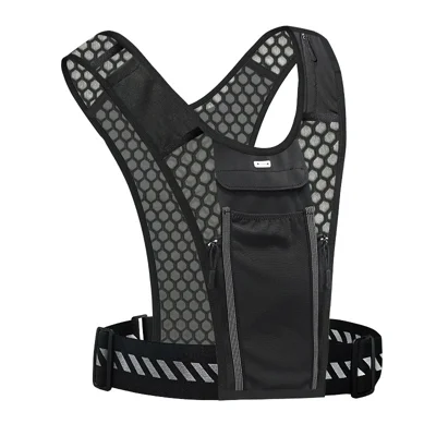 Chaleco Reflectante 2603 para Correr con Mochila de Hidratación de 3L y Bolsillo para Teléfono con Pantalla Táctil para Ciclismo y Correr - Negro