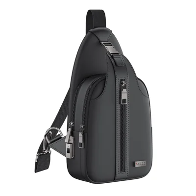YESIDO WB64 Fingerprint Lock Crossbody Bag Oxford Cloth Large Capacity Shoulder Bag for Work Travel - Black