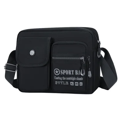 WEIXIER WD8049 Men Crossbody Bag Large Capacity Oxford Fabric Shoulder Bag Multi-Pocket for Business Travel - Black