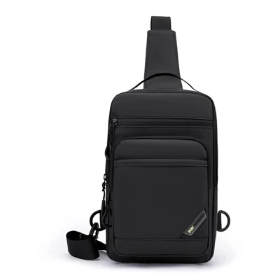 Sac poitrine homme WEIXIER WD2506, bandoulière, sacoche épaule, grande capacité, étanche pour sport en plein air, voyage - Noir