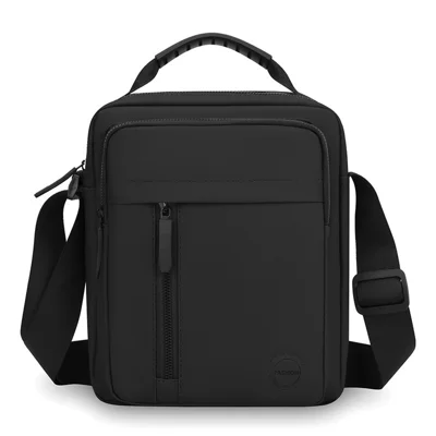WEIXIER WD601 Men Business Crossbody Bag PU Leather Vintage Shoulder Bag for Work Travel - Black