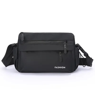 WEIXIER WD2562 Men Crossbody Bag Multi Compartments Waterproof PU Leather Chest Bag for Work Commute - Black