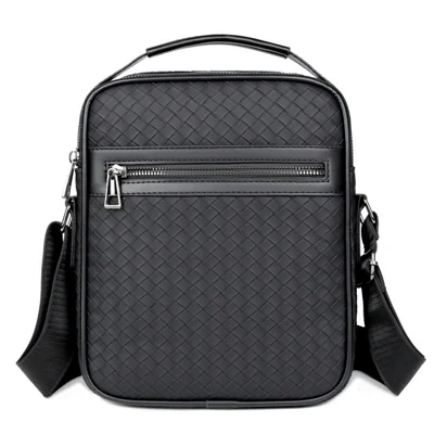 WEIXIER WD602 Men's Crossbody Bag PU Leather Waterproof Messenger Bag for Business Casual - Black