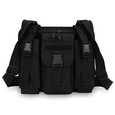 WEIXIER WDT8052 Men Tactical Crossbody Bag Large Capacity Waterproof Nylon Shoulder Bag Multi Pocket for Outdoor Travel - Black