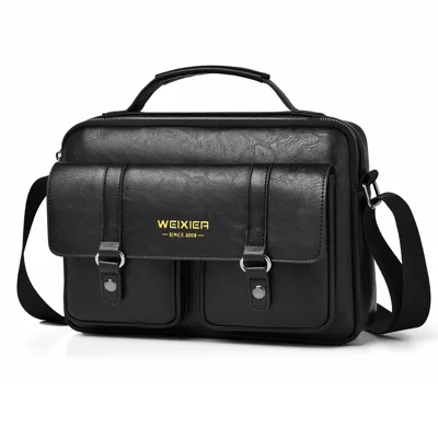 WEIXIER D1109 Bolso cruzado para hombre, bolso de hombro resistente al agua, gran capacidad, estilo ejecutivo para desplazamientos, mensajero - Negro