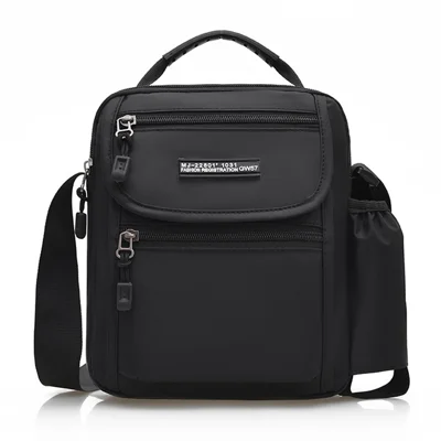 WEIXIER WD72602 Bolso de Hombro para Hombre Bolso Cruzado de Nailon Impermeable de Gran Capacidad para Viaje al Aire Libre - Negro