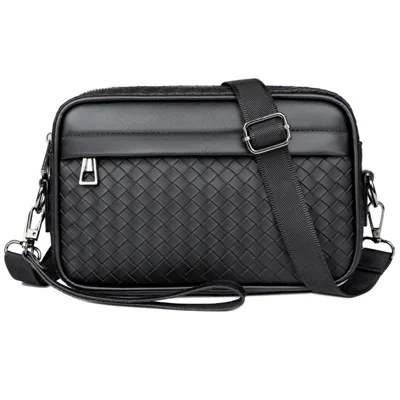 WEIXIER Bolso cruzado para hombre Bolso mensajero de cuero PU impermeable para trabajo y desplazamientos - Negro