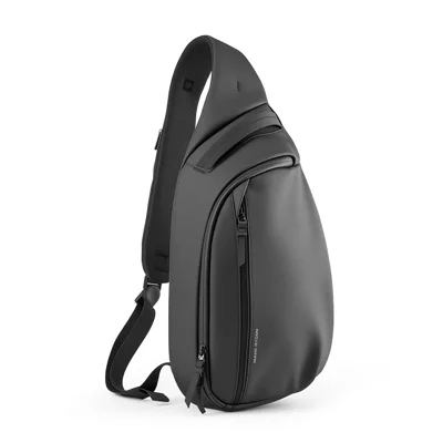 MARK RYDEN MR715D Sac poitrine vélo avec compartiment tablette en tissu Oxford imperméable sac croisé à multiples poches - Noir