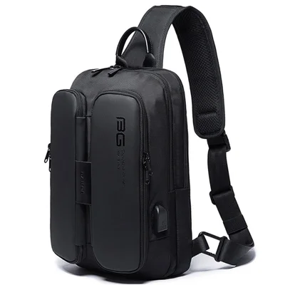 BANGE BG-7079 USB Зарядка Кроссбоди Сумка с Антикражным Карманом Из Оксфордской Ткани - Черный