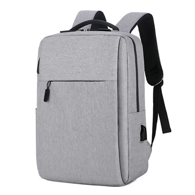 Zaino casual in nylon Oxford impermeabile per laptop con porta USB - Grigio