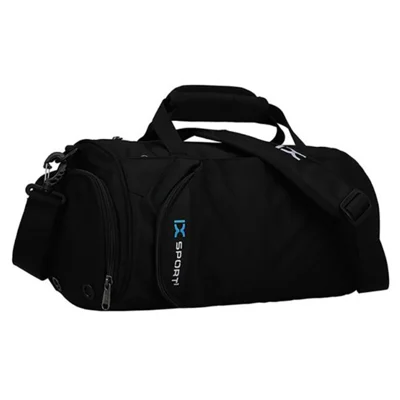 Borsa Sportiva in Poliestere OUTDOOR INOXTO con Scomparto per Oggetti Bagnati, Borsone per Palestra, Viaggi a Breve Distanza, Campeggio - Nero