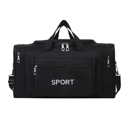 LXZ173 Oxford Cloth Crossbody Storage Bag Large Capacity Travel Luggage Bag Gym Sports Pouch - Black