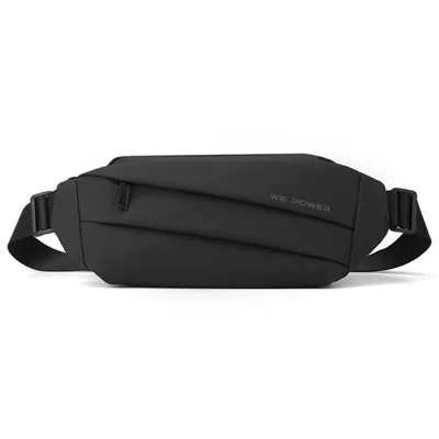 WEPOWER 1233 Sport Casual Men Chest Bag PU+Nylon Waterproof Single Shoulder Crossbody Bag - Black