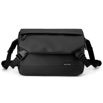 WEPOWER 1100-52 Stylish Men Messenger Bag PU+Nylon Waterproof Single Shoulder Crossbody Bag - Black
