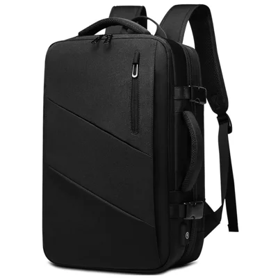 EURCOOL EC-1811 Capacity Expandable Men Backpack Oxford Cloth Laptop Clothes Storage Dual Shoulder Bag - Black