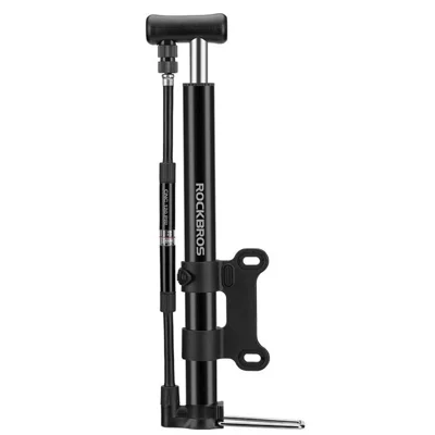 ROCKBROS MTB Road Bike 120PSI Portable Mini Pump Presta Schrader Valve Inflator with Pressure Gauge - Black