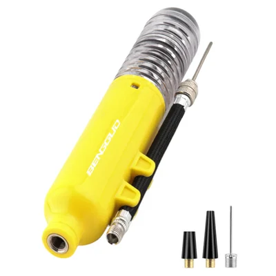 BENGGUO Portable Mini Air Pump for Soccer Basketball Volleyball Pool Toys Multi-Purpose Hand Inflator with Valve Adapters - Yellow