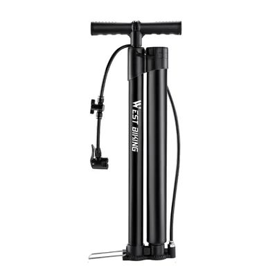 WEST BIKING Dual Cylinder High Pressure Bike Air Pump Portable Inflator with Pressure Gauge for E-Bike, Motorcycles, Cars, Balls - Black
