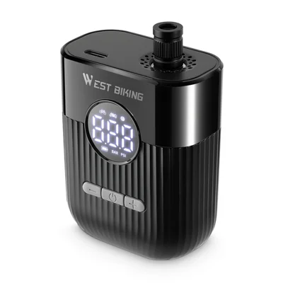 Электрический воздушный насос WEST BIKING YP0711201 150PSI, портативный мини-насос с LED-дисплеем для велосипеда и мотоцикла - черный