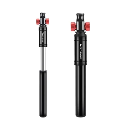 WEST BIKING YP0711203 130 PSI High Pressure Bicycle Pump with Dual Valve CO2 Compatible Aluminum Alloy Bike Inflator - Black